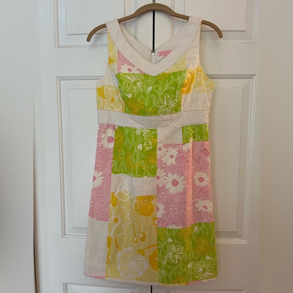 Lilly Pulitzer Patchwork Floral Cotton Dress EUC Size 4